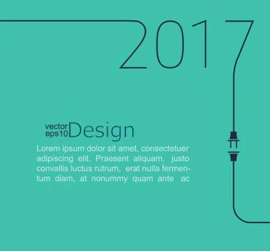 New Year 2017 with plug and socket. Stockillustratie