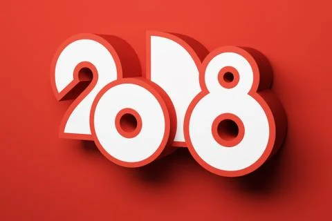 New year 2018, 3d rendering Stock Illustration