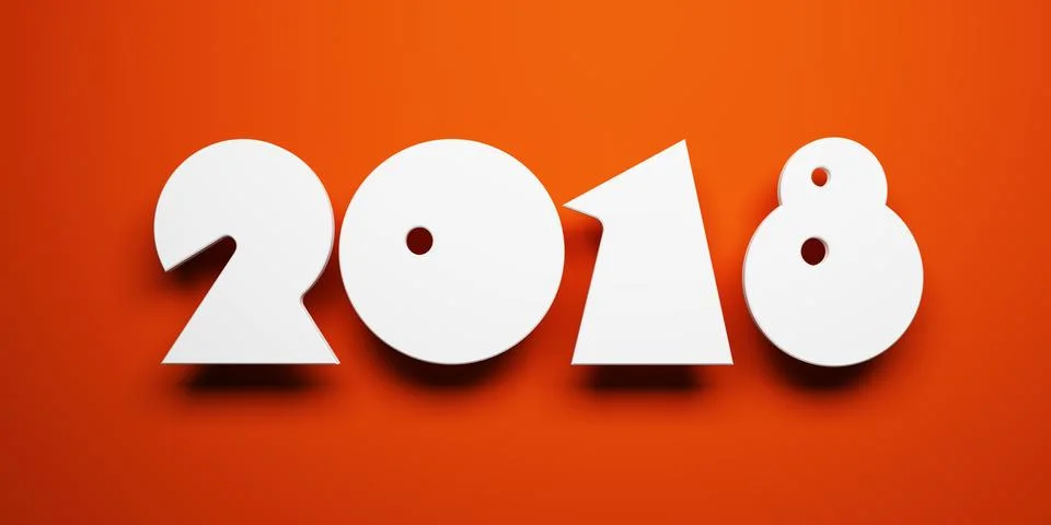 New year 2018, 3d rendering Stock Illustration