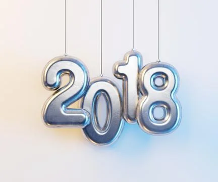 New year 2018, 3d rendering Stock Illustration