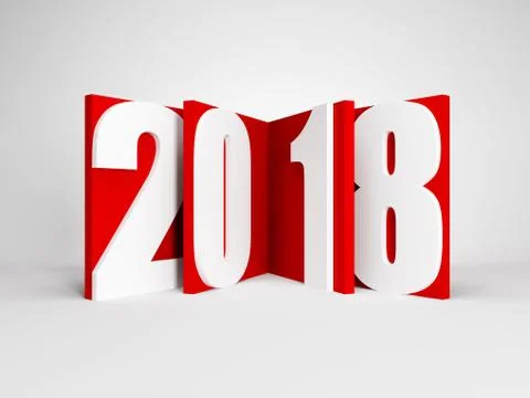 New year 2018, 3d rendering Stock Illustration