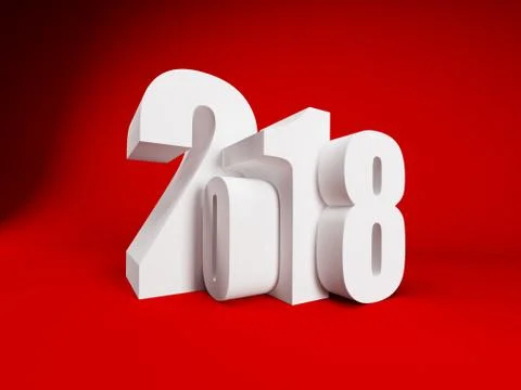 New year 2018, 3d rendering Stock Illustration