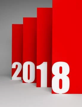 New year 2018, 3d rendering Stock Illustration