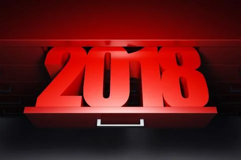 New year 2018, 3d rendering Stock Illustration