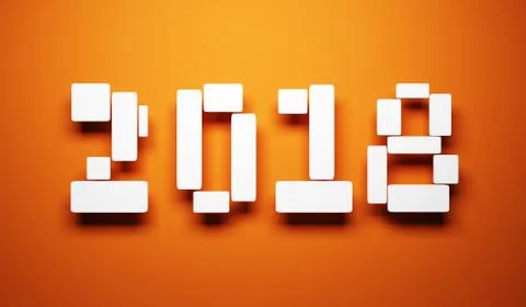 New year 2018, 3d rendering Stock Illustration