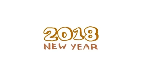 New Year 2018 Animation. Stop motion. Yellow gold text on white background. Stock Footage 83323219