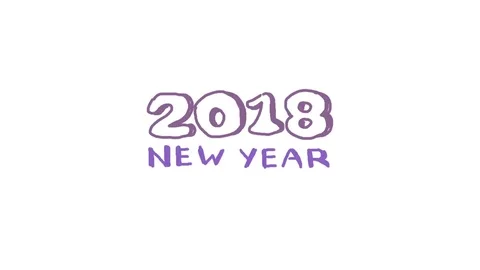 New Year 2018 Animation. Stop motion. Blue text on white background. Stock Footage 83323245