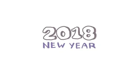 New Year 2018 Animation. Stop motion. Grey and blue text on white background. Stock Footage 83323270