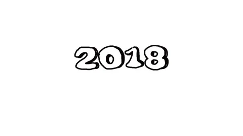 New Year 2018 Animation. Stop motion. Black text on white background. Stock Footage 83323352