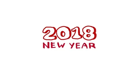 New Year 2018 Animation. Stop motion. Red text on white background. Stock Footage 83323353
