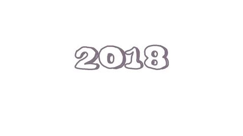 New Year 2018 Animation. Stop motion. Grey text on white background. Stock Footage 83323389