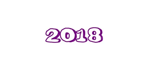 New Year 2018 Animation. Stop motion. Violet text on white background. Stock Footage 83323416