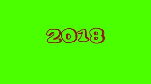 New Year 2018 Animation. Stop motion. Red text on green background. Stock Footage 83324201