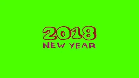 New Year 2018 Animation. Stop motion. Red text on green background. Stock Footage 83324242