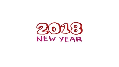 New Year 2018 Animation. Stop motion. Red text on white background. Stock Footage 83324470