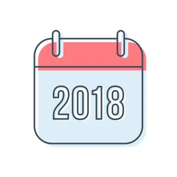 New Year 2018 Calendar Vector Icon Stock Illustration