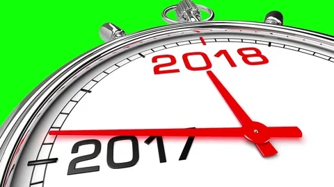 New Year 2018 Clock (Green Screen) Video stock 83834632