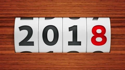 New year 2018 counter Stock Illustration