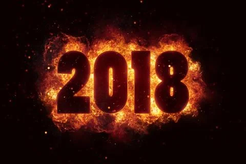 New year 2018 flames fire explosion explode Stock Illustration