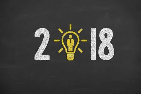 New Year 2018 Human Resource Concepts on Chalkboard Background Stock Illustration