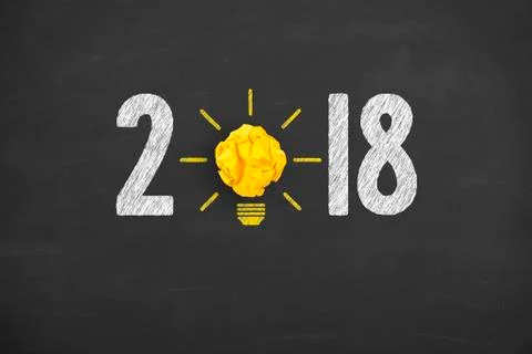 New Year 2018 Idea Concepts on Chalkboard Background Stock Illustration