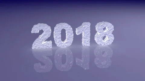 New year 2018 made from ice on the glossy surface Stock Footage 82284545