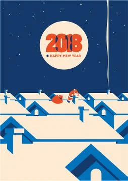 New year 2018 minimalistic vector illustration Stock-Illustration