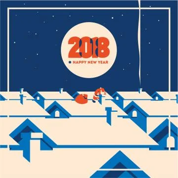 New year 2018 minimalistic vector illustration Stock Illustration