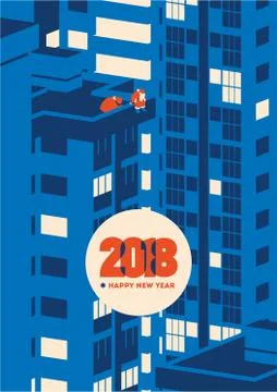 New year 2018 minimalistic vector illustration Stock-Illustration