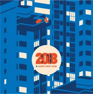 New year 2018 minimalistic vector illustration Stock Illustration