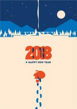 New year 2018 minimalistic vector illustration Stock-Illustration
