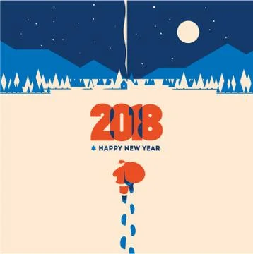 New year 2018 minimalistic vector illustration Stock-Illustration