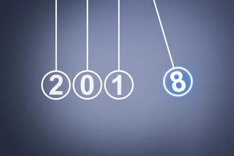 New Year 2018, Newton's Cradle Stock Illustration