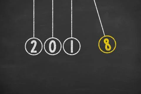 New Year 2018, Newton's Cradle Stock Illustration