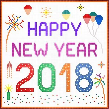 New year 2018 pixel message Stock Illustration