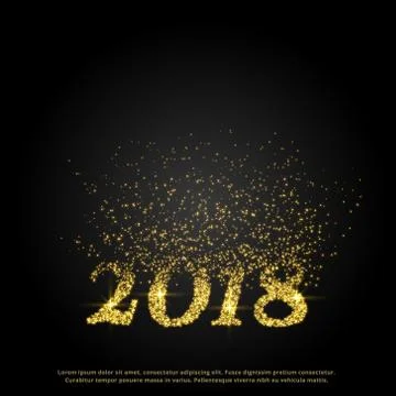 New year 2018 text made with particles bursting upwards Illustrazione stock
