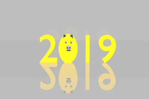 New Year 2019. 3D rendering. Stock Illustration