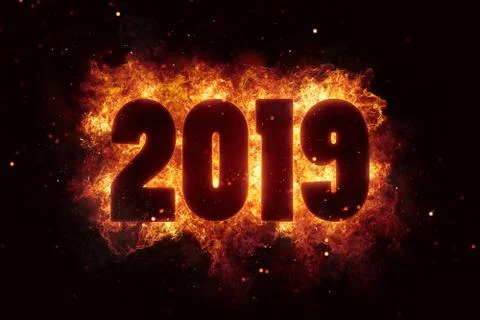 New year 2019 flames fire explosion explode Stock Illustration