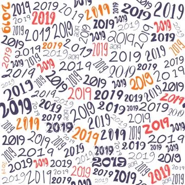 New year 2019 pattern isolated on white background Stock Illustration