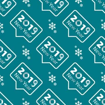 New Year 2019 seamless pattern Stock Illustration