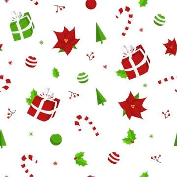 New Year 2019 seamless pattern with christmas decorations Stock Illustration