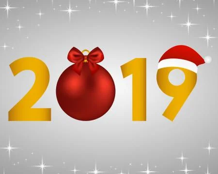 New Year 2019 on a silver background Stock Illustration