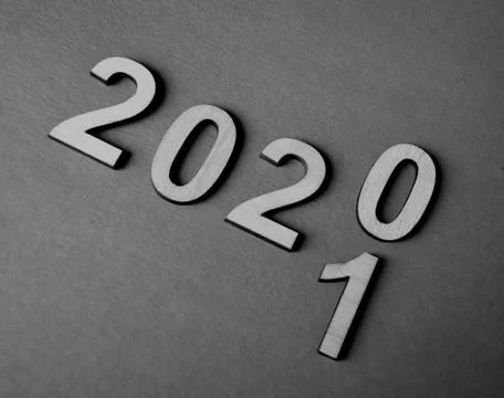 The new year 2020 changes the concept to 2021, black and white Stock Photos