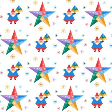 New year 2020 Christmas pattern Santa tree origami 스톡 일러스트