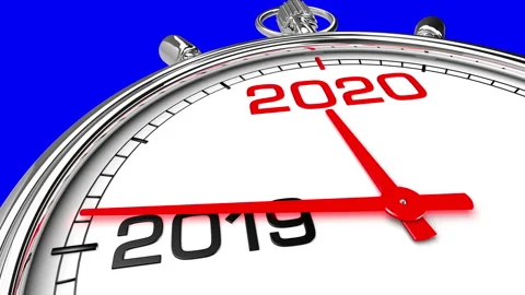 New Year 2020 Clock (Blue Screen) Video stock 108755043