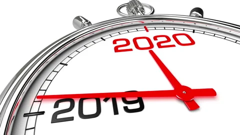 New Year 2020 Clock (with Matte) Video stock 108755244