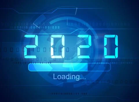 New year 2020 computer loading bar Illustrazione stock