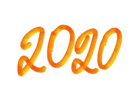 New Year 2020 Concept postcard. Handwritten greeting inscriptions brush Stock Illustration