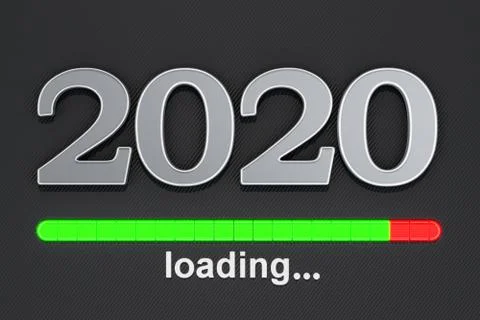 New Year 2020, loading concept. 3D rendering Illustrazione stock