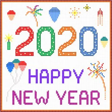 New year 2020 pixel message Stock Illustration